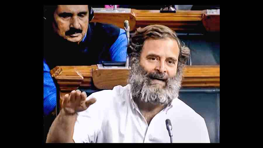 Rahul in the Lok Sabha.