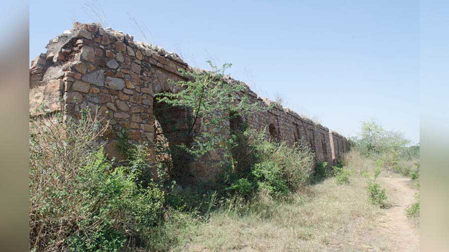 Inside surface of the boundary wall of Adilabad Fort