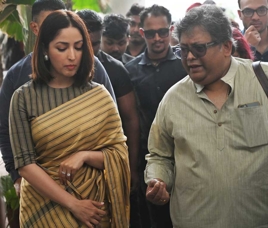 Actress Yami Gautam and director Aniruddha Roy Chowdhury during their visit to Techno India University, Sector V, to promote their upcoming film ‘Lost’ on Thursday