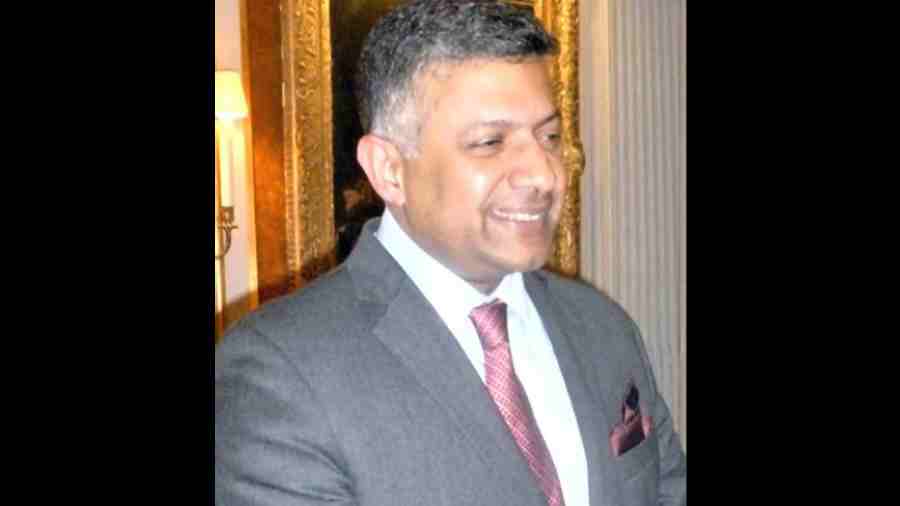 Indian High Commissioner to the UK Vikram Doraiswami addresses the PG Wodehouse Society at the Savile Club in London.