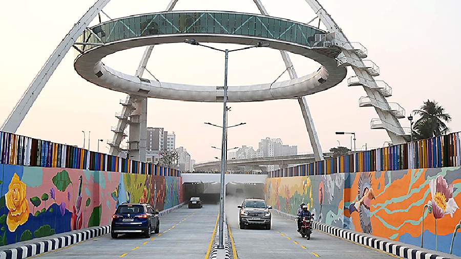 The underpass for vehicles at the Kolkata Gate crossing in New Town
