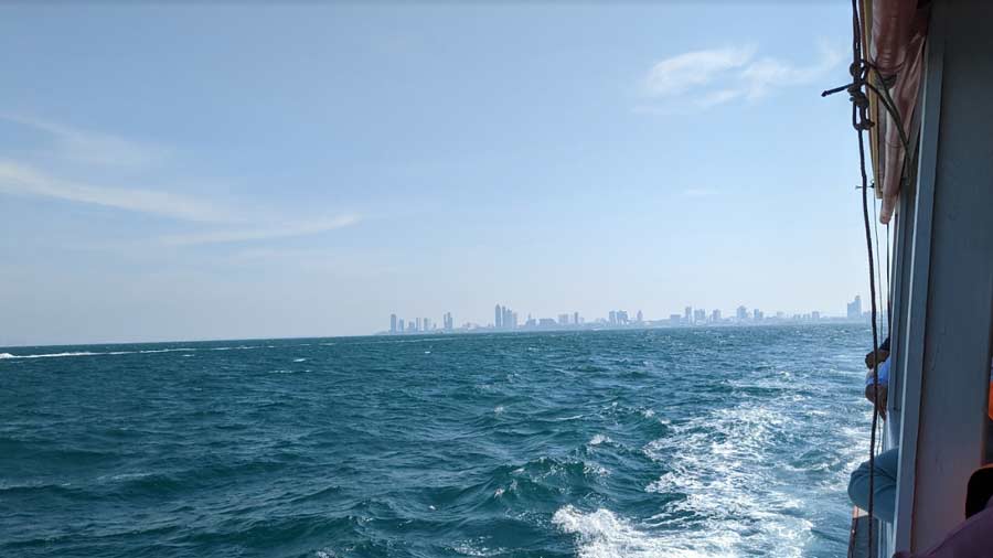 The fading Pattaya skyline from the ferry to Koh Larn