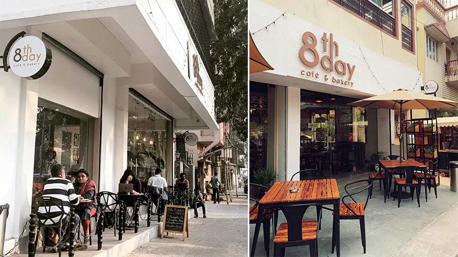 8th Day’s outlets on Jatin Bagchi Road and (right) Salt Lake Sector III. ‘Our cafes are usually packed from 5pm till closing time,’ says Walsh