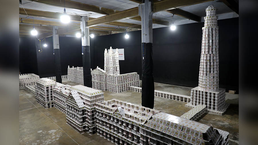 About 1,50,000 playing cards have been used to make the landmarks