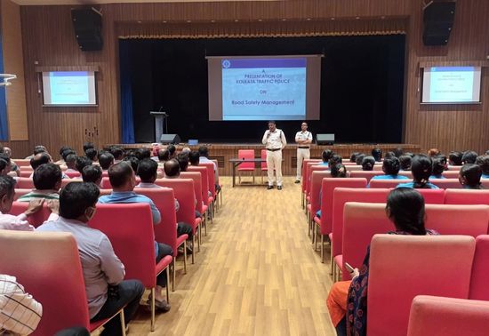 Indus Valley World School in association with the Kolkata Traffic Police observed the Road Safety week 2023 on the 7th of February at the school Auditorium where all the school bus  and car drivers were made aware of the Road Safety rules and its management during their daily course of work. They were exposed to various traffic rules, signages,formats and updated regulations to be followed on the road to avoid traffic violations and promote road safety. Inculcating road culture and safe driving habits among the vehicle drivers were the key address areas and Sergeant Rudranath Mukherjee from the Traffic Training School of Kolkata Police was the chief trainer for the day.