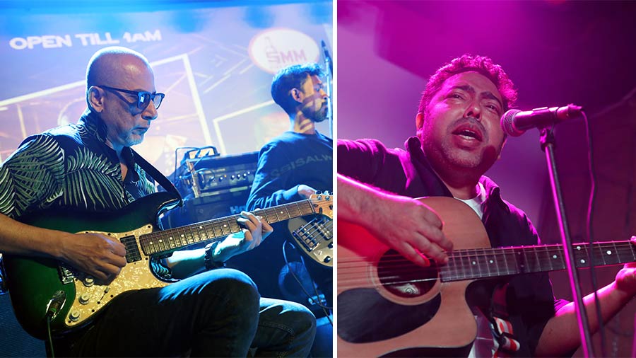 ‘The next song is my composition for the film, ‘Dutta vs Dutta’, and is Amytda’s personal favourite,’ said Neel, before the band played ‘Tobu Jodi Tumi Ashte Chao’
