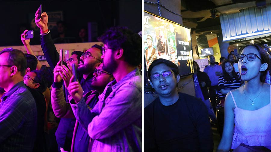 Phones lit up Five Mad Men when the band played ‘Majhi Re’, and (right) Saswati Mondal couldn’t resist singing along. ‘The ambiance was magical and everyone enjoyed the gig thoroughly. The electrifying performances elevated our Friday night!’ she said