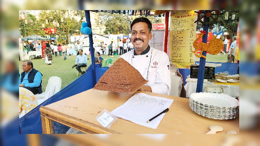 Jagadish Purkait, head chef, Bakery, showcases his special cakes.
