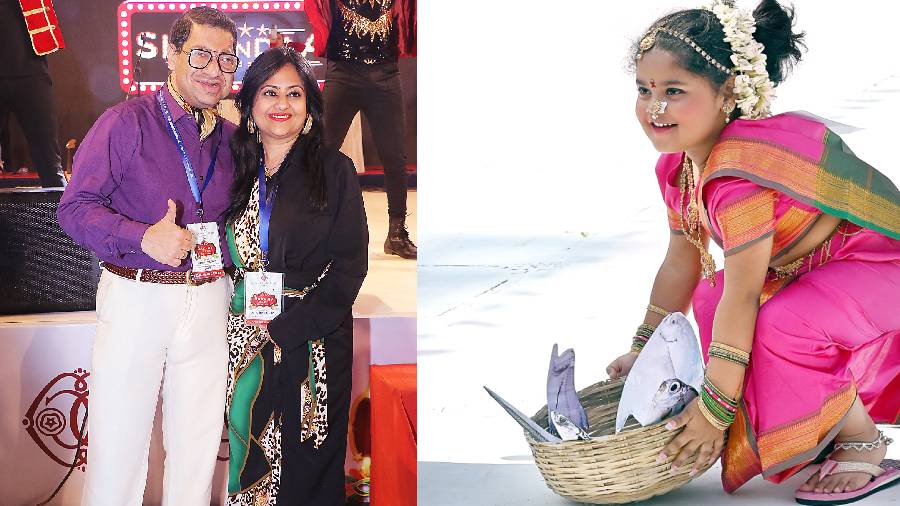 Deborshi Sadhan Billy Bose, with wife Shinjini Bose. (right) The fancy dress competition saw kids dressed up as political leaders, animals and more.