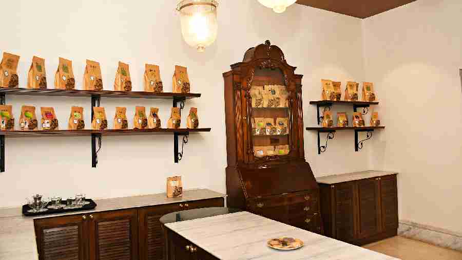 The Tea Tasting Room beside the Lounge exudes old-world charm with a wide display of teas from Dorje Teas.