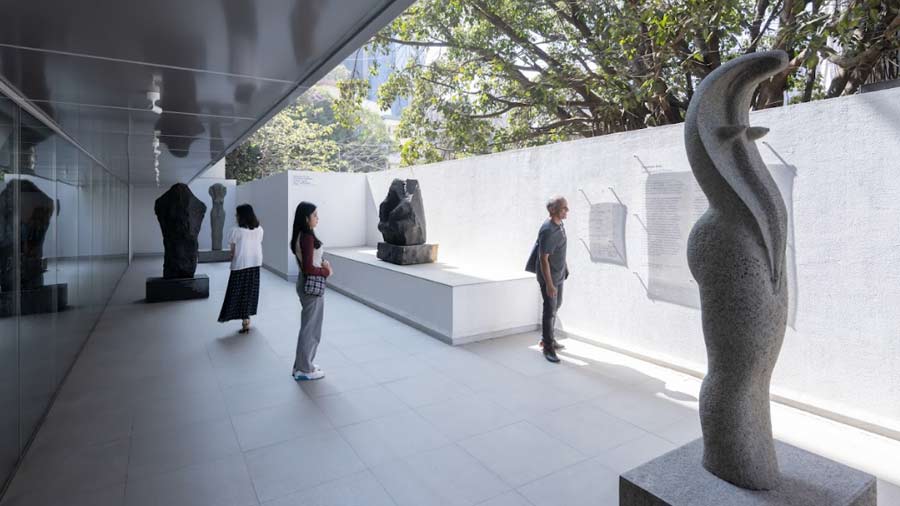 The museum’s design concept is to wrap art the way a water tank wraps and protects water