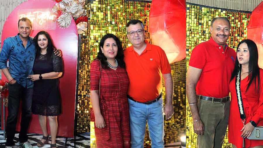 Couples enjoyed the party and were seen posing in outfits in matching colours.