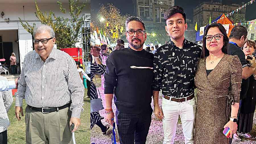 (L-R)Past President of the club, Dipak Dutt, Anusua Das, chairperson, Wine and Publication of the club, with son Aritra and husband Bodhi Brata