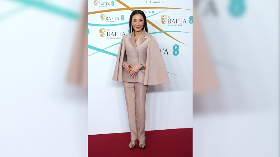 Michelle Yeoh, star of 'Everything Everywhere All at Once' on the red carpet at the BAFTA Award. Paul Rogers won the BAFTA for editing for 'Everything Everywhere All at Once'. 