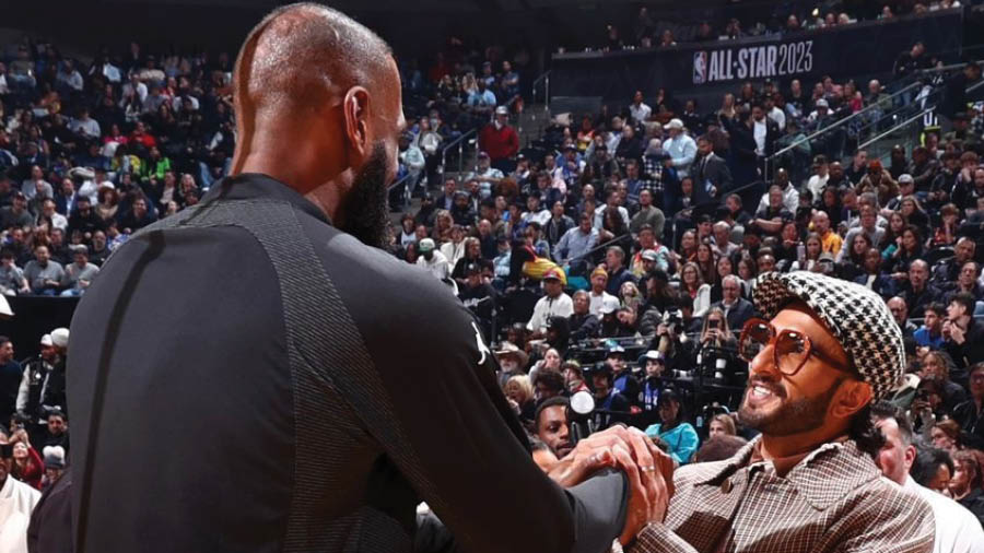 Ranveer Singh meets Ben Affleck, Hasan Minhaj at NBA All-Star game, see  pics - Entertainment News