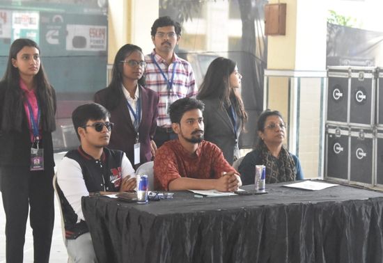 Rwitobroto Mukherjee, Suprovo Tagore, and Dr. Cheryl Francis judging the socially conscious Street Play on Day 2 of Xavotsav