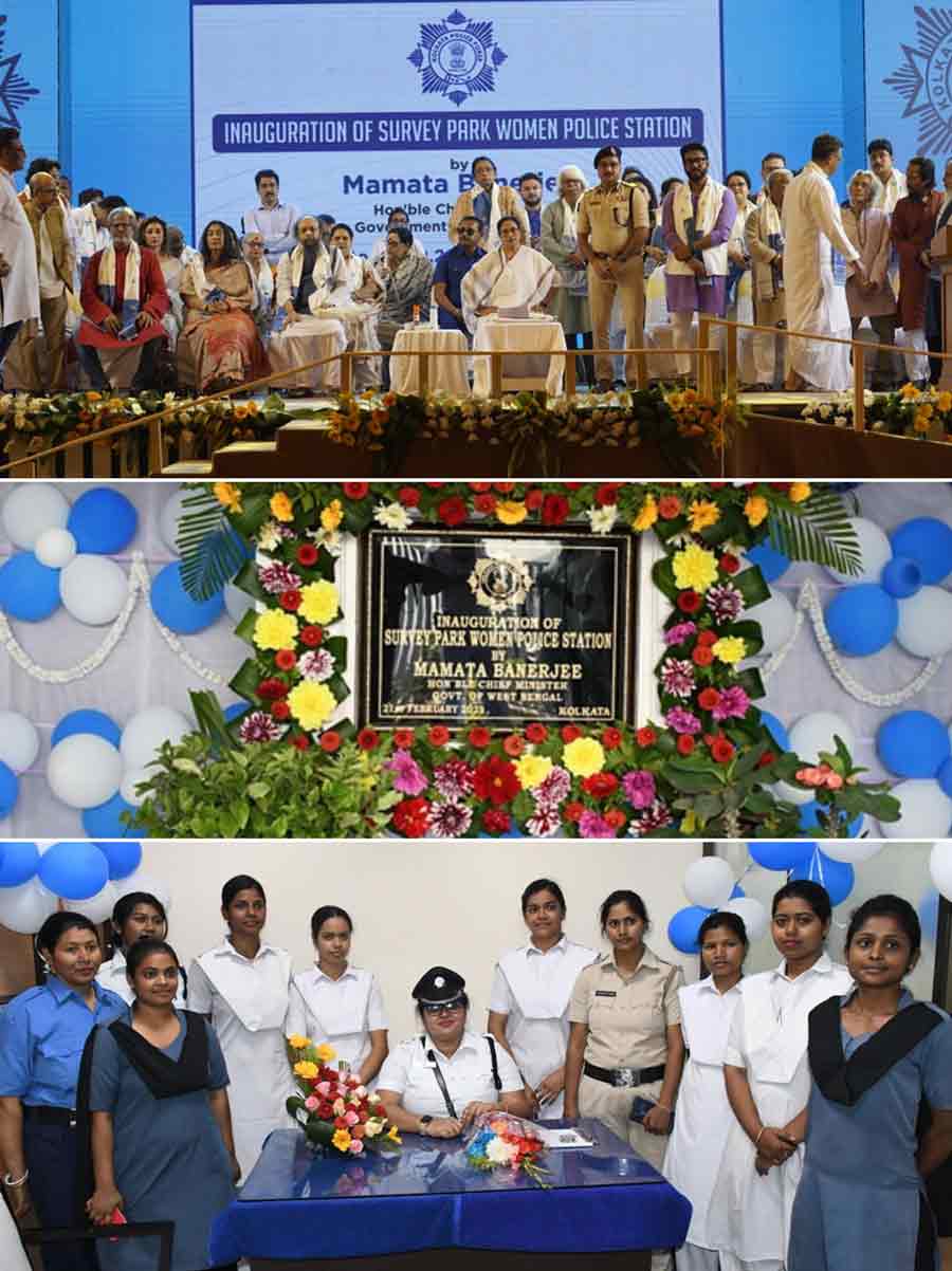 Chief minister Mamata Banerjee virtually inaugurated the newly constituted Survey Park Women’s Police Station under the office of deputy commissioner of police, East Division, as part of International Mother Language Day celebrations at Deshapriya Park on Tuesday in the presence of commissioner of police  