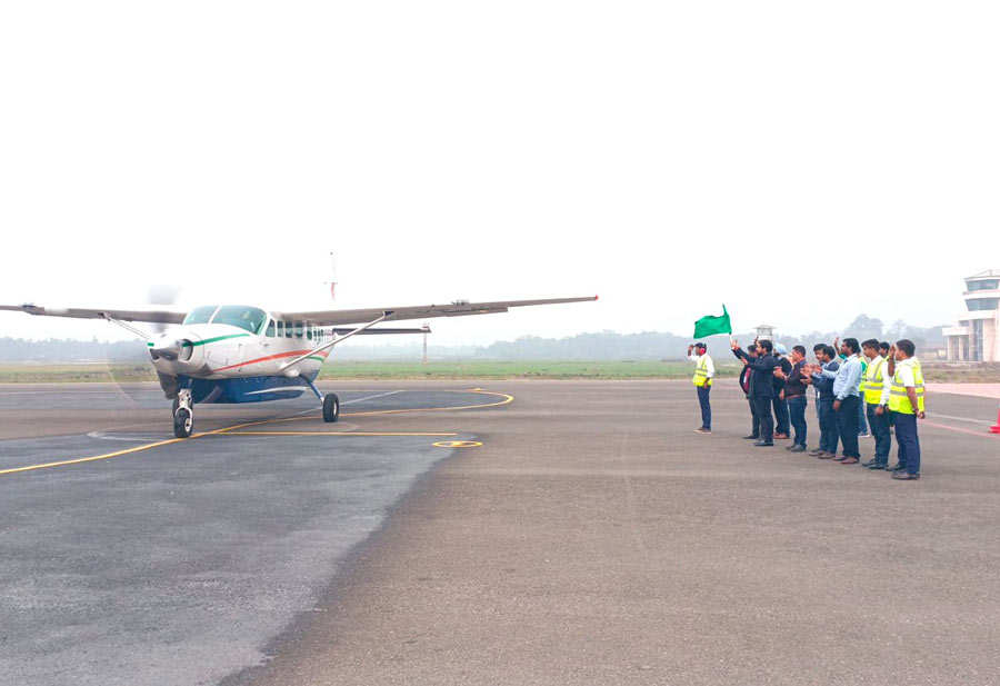 Flight operations between Cooch Behar in north Bengal and Kolkata began on February 21, 2023 as Indiaone Air’s flight took off from Cooch Behar at 3pm for Netaji Subhas Chandra Bose International Airport, Kolkata. The services were flagged off by Union minister, Nisith Pramanik. According to CEO of IndiaOne Air, Arun Kumar Singh, the airline plans to initially operate around five flights a week and begin daily services in the next two months. The airline will press into service a nine-seater Cessna Grand Caravan 208 Ex aircraft in the sector. The airline plans a promotional fare of Rs 999 initially for 9-10 days, while the normal fare will be around Rs 3,750, Singh said. Singh said the flights to Cooch Behar and back will be operated under the Centre’s regional connectivity UDAN (Ude Desh ka Aam Naagrik) scheme. Since the flights will be operated under the scheme, there is a cap on the airfares, he said. He also said that the Gujarat-based airline has at present two aircraft, and another will be added to the fleet very soon. The airline currently operates flights between Bhubaneswar,  Jeypore, Vizag and Jamshedpur and Kolkata.  The Cooch Behar airport is spread across 174 acres of land. The length of the runway is 1,069 metres, while the width is 30 metres. The terminal building has a capacity to handle 100 passengers at a time. According to AAI officials in Kolkata, scheduled flight operations to Cooch Behar stopped several years ago. Vayudoot, a regional airline, used to operate flights to the region before. Later, in 2011, a non-schedule airline from the northeast had started operations between Kolkata and Cooch Behar, but the services were short lived