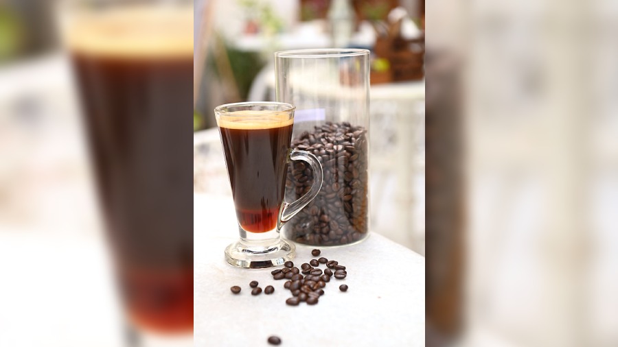 Sip on a steaming Irish Coffee that has a strong wine-fermented espresso shot with a mildly sweet flavour of Irish cream.
