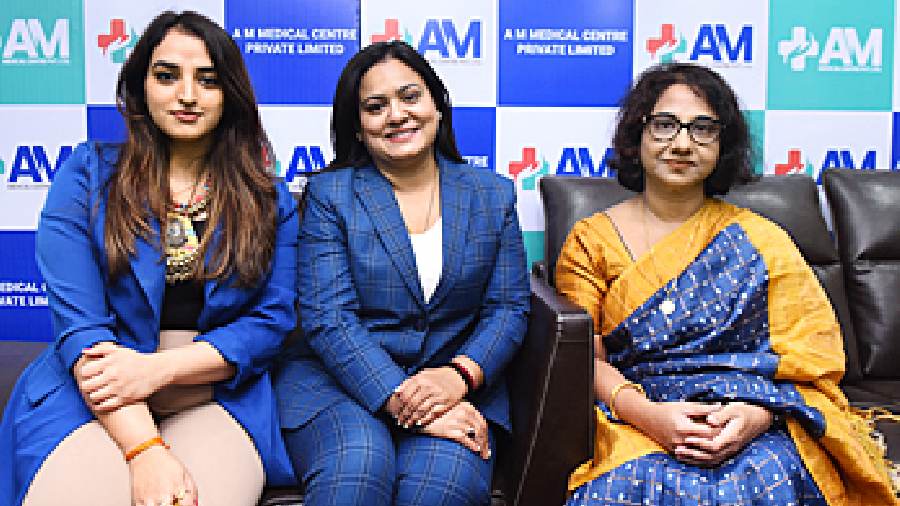 Dr Roshni Mishra, Dr Moon Chattoraj and Dr Sebanti Goswami at the inauguration.