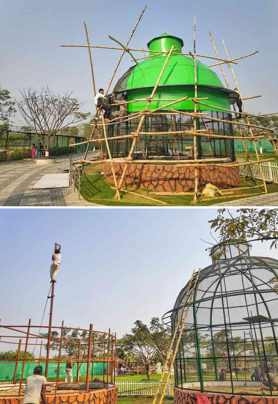 New cages are being set up inside Harinalaya. The zoo plans on bringing in lions, tigers, leopard fishing cats, leopard cats in the carnivore section