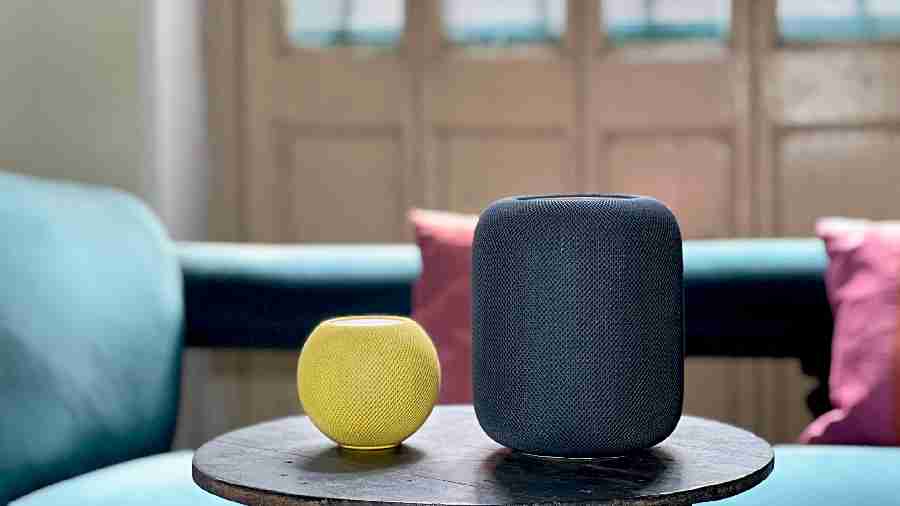 The new HomePod with the latest HomePod Mini