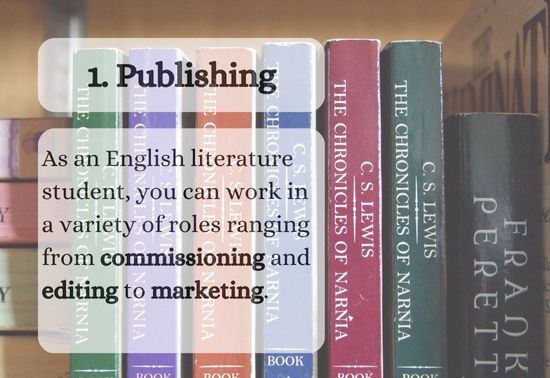 As an English literature student, you can work in a variety of roles ranging from commissioning and editing to marketing