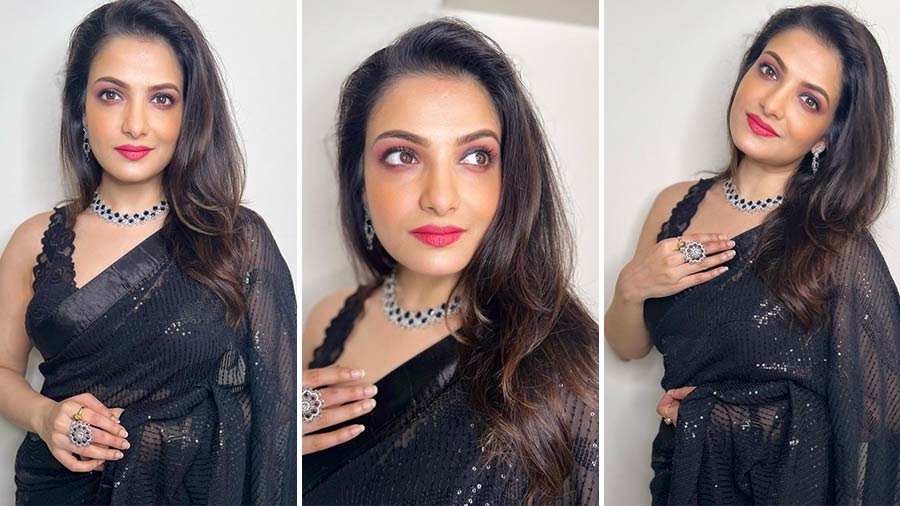 Bhumi Pednekar Serves Traditional Maharashtrian Glam For Makar Sankranti  2024 In A Black And Gold Silk Saree With A Nath