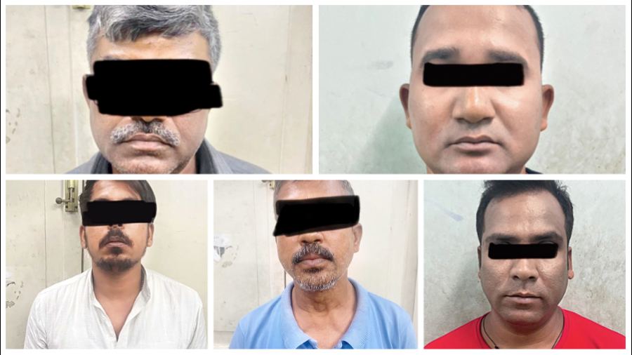 (Clockwise from above left) Prayag Shah, Manoj Mallick, Uttam Das, Pabitra Mukherjee and Pankaj Pandey. They are among the 10 arrested from government hospitals