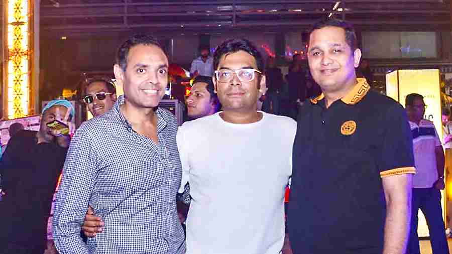 “Next time we will try and organise a bigger show with more grandeur, bigger artistes and many more add-ons for total entertainment,” said Aditya Karwa (centre), entertainment convener of the club, seen here with Abhishek Bagaria (left) of the club’s entertainment committee and programme director of Symphony — Chapter 1 Manoj Rathi (right)