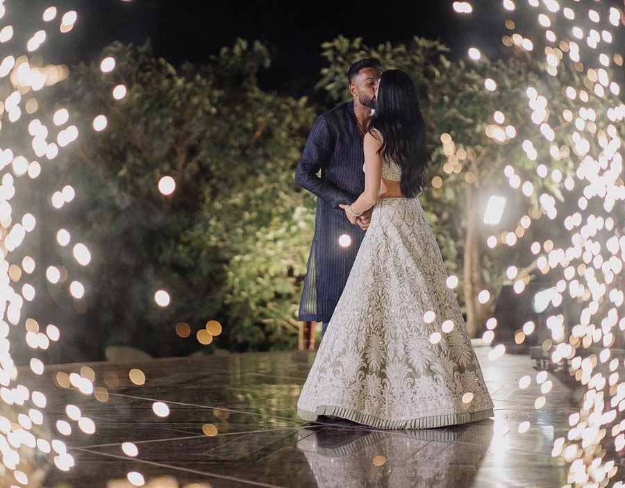The couple danced together at a dreamy sangeet ceremony before their wedding. 