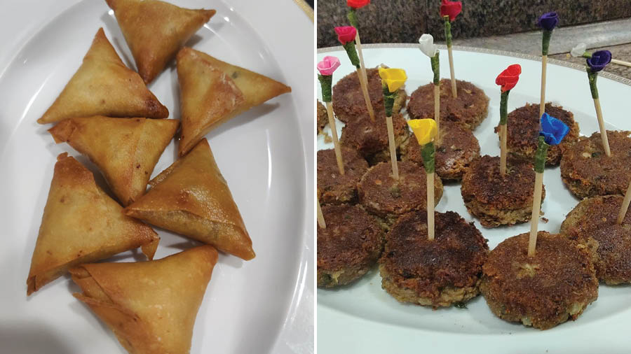 Samosas and shami kebabs were part of the appetisers