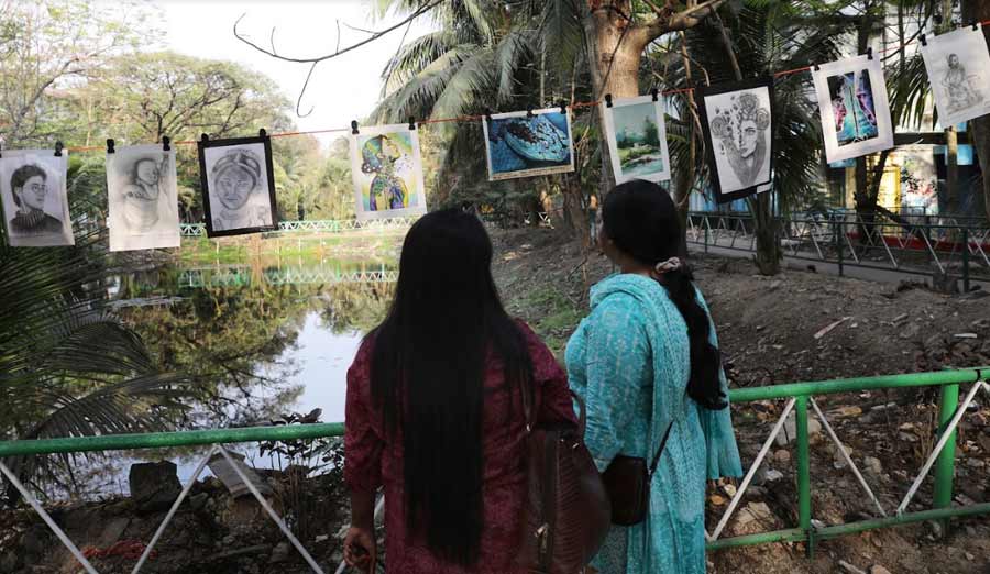 An art exhibition was also held on the campus where artworks by students were put up for display