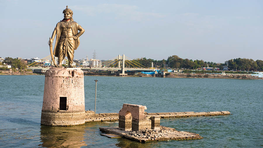 Statue of Raja Bhoj in Upper Lake in Bhopal