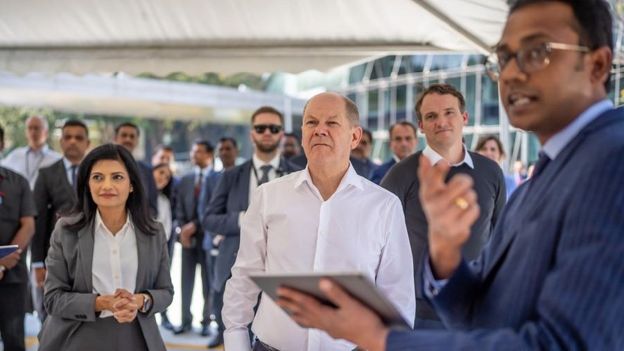 Scholz was visting the German company SAP's base in Bengaluru, India's technology hub