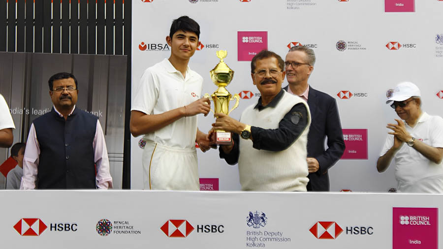 Timon Basu, the flamboyant opener from UK in India, collected the Fairplay Award for his scintillating innings of 30 off just 18 balls, featuring two fours and three sixes. All present at the ground agreed that his was the innings of the day, made even more memorable by the fact that knowing he would have to retire after crossing 25, Basu hit a maximum on 24 to end with the highest possible score in the game 