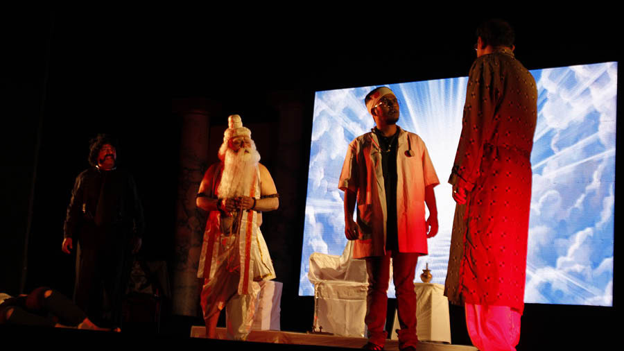 “The play did a good job in offering a kind of commentary on Covid that we’ve not heard enough of, with much of the creative conversation around the pandemic being one-dimensional. The unpopular opinions have filtered through in bits and pieces in our society, but the play managed to articulate it quite well. Through it, the BHF team and The Bengal reached out not just to a particular community, but to everyone who has lived through the pandemic,” said actor Rwitobroto Mukherjee (third from left), who featured in a cameo, playing a doctor summoned to heaven from Earth