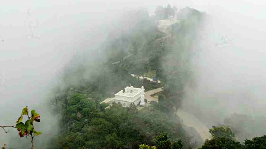 The shrine on the Parasnath Hills on a winter morning.