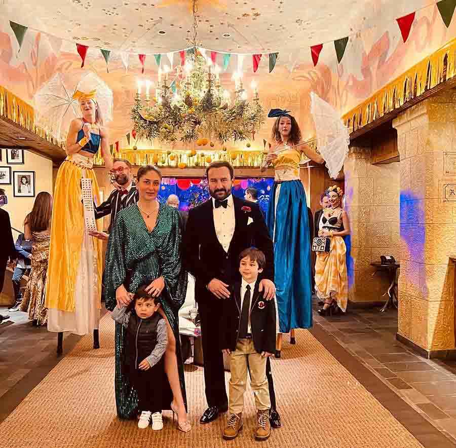 The Kapoor family celebrated the start of 2023 together. Saif donned a classic tuxedo while the kids wore casual winter clothes. 