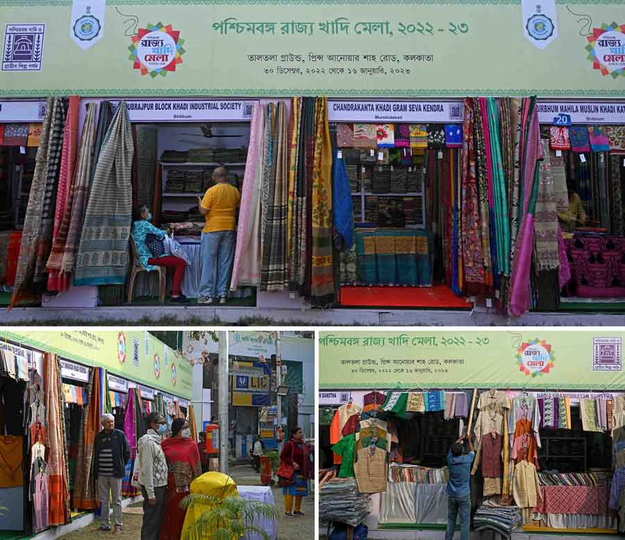 The West Bengal Khadi and Village Industries Board has organised a state Khadi Mela with 113 stalls at Taltala ground on Prince Anwar Shah Road. A variety of ‘khadi’ and rural industry items — mats from Medinipur, ‘Sital Pati’ from Cooch Behar, wooden dolls and trays from Natun Gram, 'kantha' stitch products from Bardhaman and Birbhum, exotic silk saris of Murshidabad — are available at the stalls. Aimed at providing marketing support to artisans, the fair will continue till January 16 and will be open to visitors between 1pm and 9pm