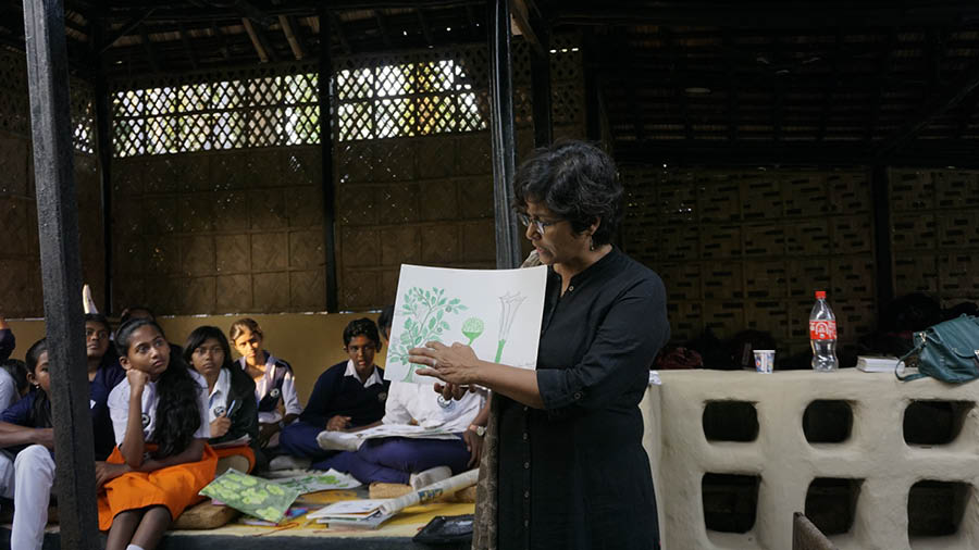 Gupta at her nature explorer lab with schoolchildren