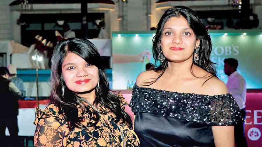 “Cheers to the New Year and another chance for us to get it right,” said Shweta Jain (right) who posed for the camera with her friend rocking an off-the- shoulder sparkly black dress.