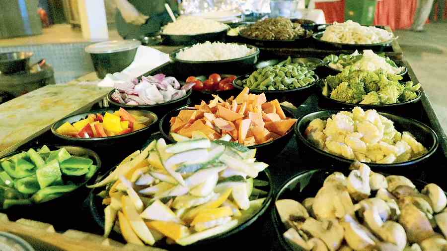 From kebabs to salads, appetisers like chilli potato, steamed momos, cheese sticks and main course options in North Indian, Chinese and South Indian along the lines of biryani, pulao, dal makhani, sarson da saag, mutton rogan josh, noodles, chicken manchurian, dosa et al.
