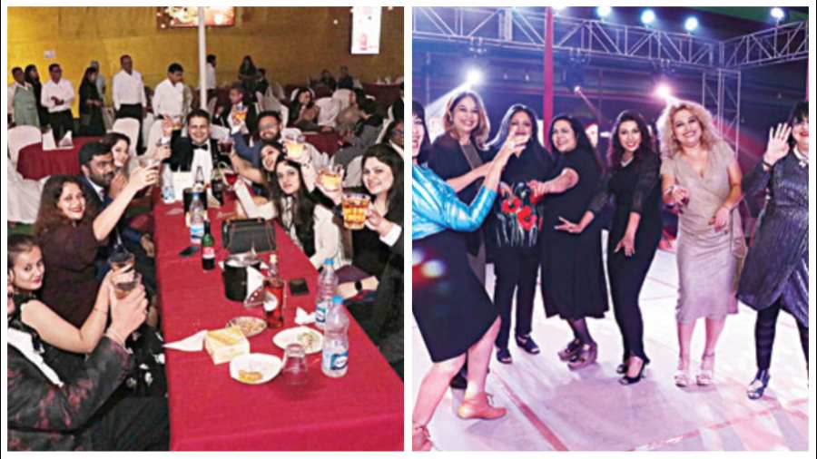 Calcutta International Club was all decked up to bid adieu to 2022. Lit up with soothing fairy lights, the venue came alive with the music and melody of DJ Sachin, and Wagah Road band who lured all to the dance floor. A sumptuous dinner spread for the guests was a major draw of the evening
