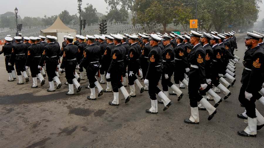  The rehearsal of an Indian Coast Guard contingent.