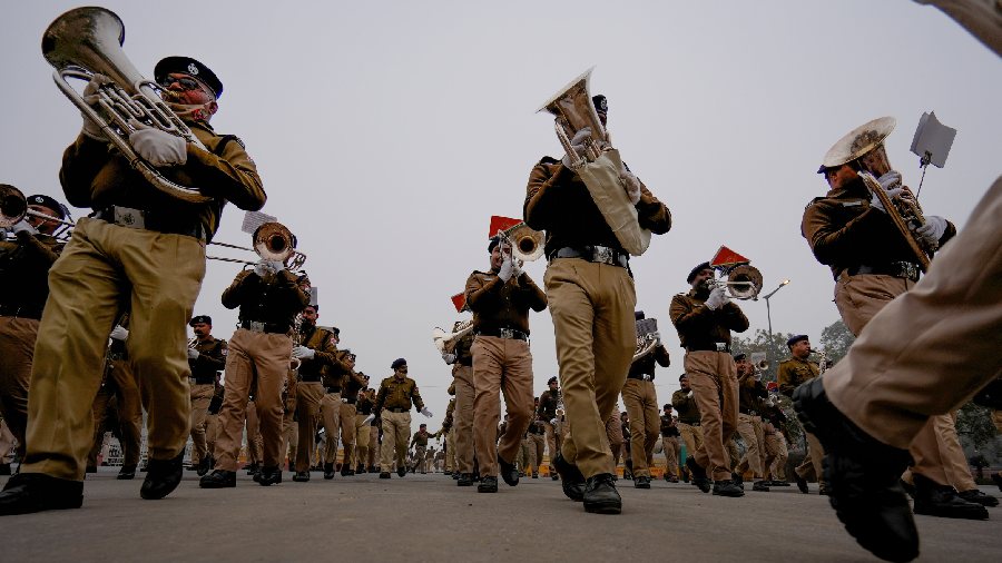  Rehearsal of RPF band contingent. 