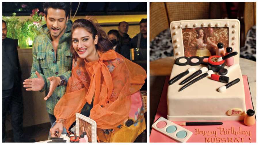 Yash joined Nussrat to cut the lovely cake from Flurys (right) made with whipped dark chocolate ganache and caramelised hazelnuts. “The ‘fashionista’ theme of the cake befitted Nussrat, that of style, glamour, elegance and sophistication,” was the word from Team Flurys. Yash of course had the ‘largest’ piece!