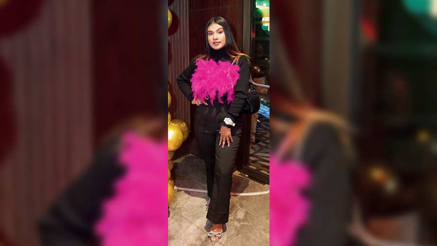 Roshmita Patra, a medical student and an event manager, is a self-confessed fashionista. Wearing a pink feather top and designer trousers, she was a picture of style and confidence. “My idol is Deepika Padukone. For 2023, my wish is to work harder and touch the limits of success,” she said.