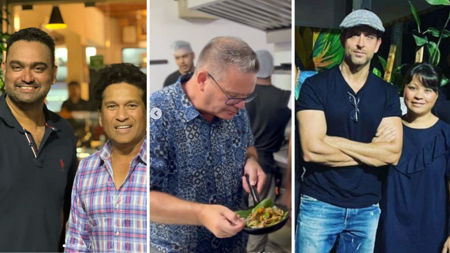 Avinash with Sachin Tendulkar, Gary Mehigan in the Cavatina kitchen, and Hrithik Roshan with Avinash’s wife Tiz Lyngdoh, who is the pastry chef. ‘When Sachin visits Goa, he has at least four meals with us. He’s very discreet and private,’ says Avinash. ‘Of late, Gary Mehigan was here and I took him to the kitchen. Next time, I’m taking Sachin to the kitchen in an apron to sharpen his cooking skills!’