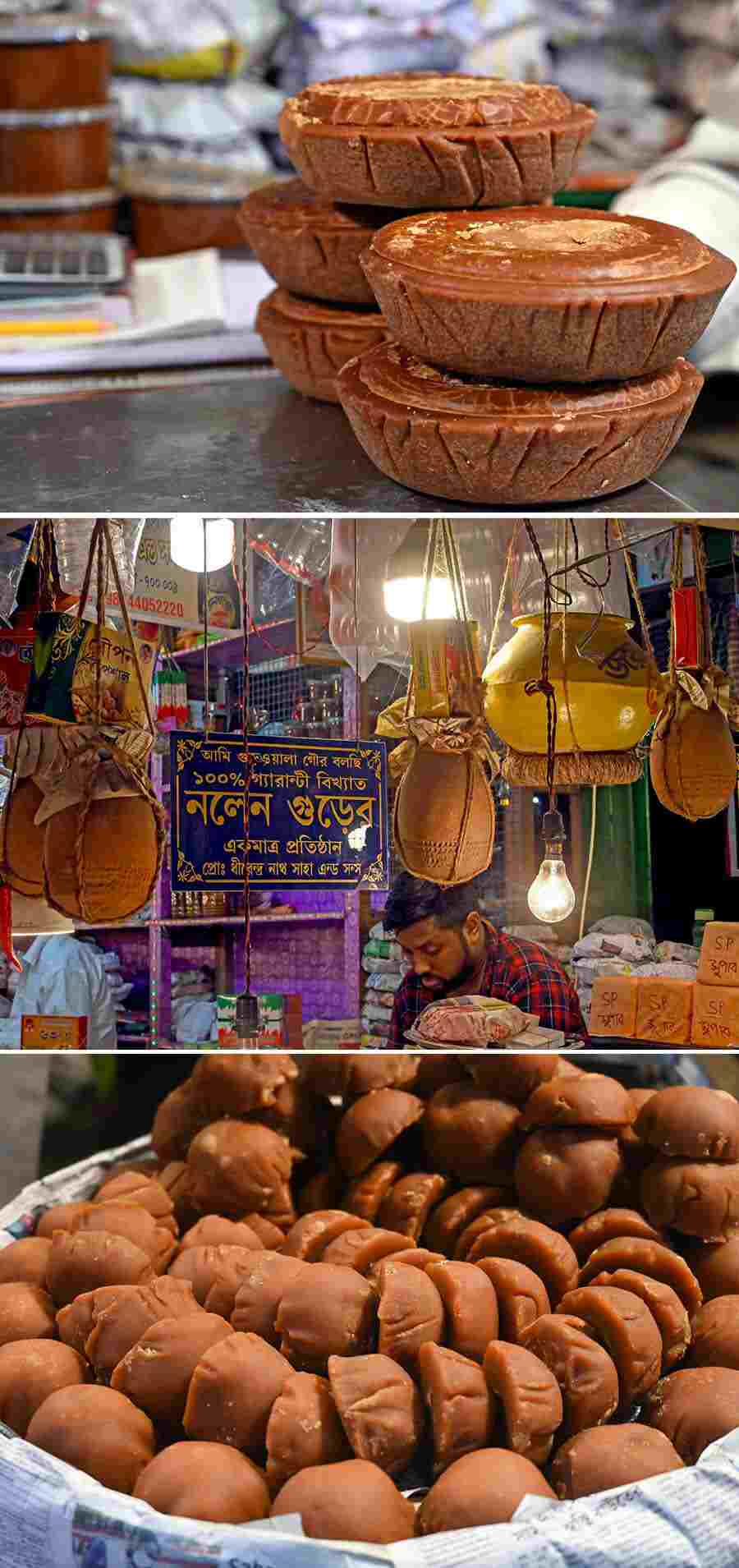 Kolkata winters are synonymous with ‘gur’ (jaggery). ‘Khejurer gur’ is the most sought after and comes in various shapes, sizes and consistencies from ‘patali’ (flat and hard jaggery cakes of varying sizes) to ‘jhola’ (liquid) or ‘nolen gur’ or ‘muchi’ (small conical shaped jaggery). Even Sukumar Ray declared his love for this liquid gold — “… kintu shobar chaite bhalo pauriuti aar jhola gur.”